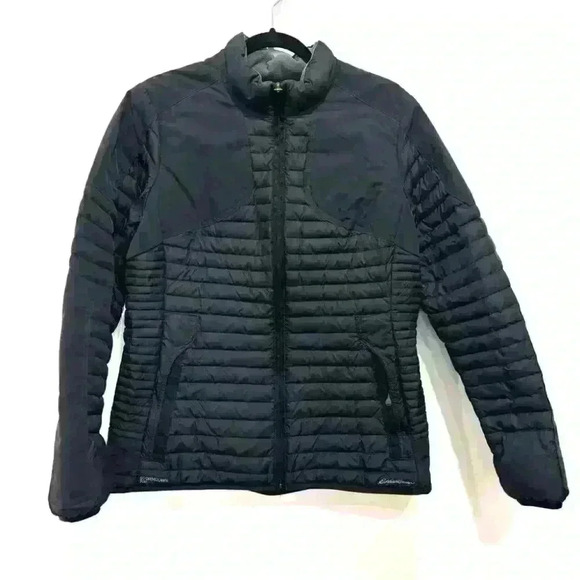 Eddie Bauer StormDown 700 Jacket Black Nano Puffer Coat Lightweight L - Picture 1 of 16